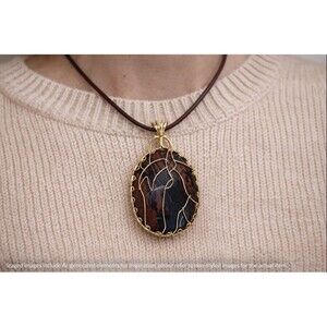 Handmade Wire-Wrapped Horse Totem Pendant – Mahogany Obsidian, Gold-Filled Wire